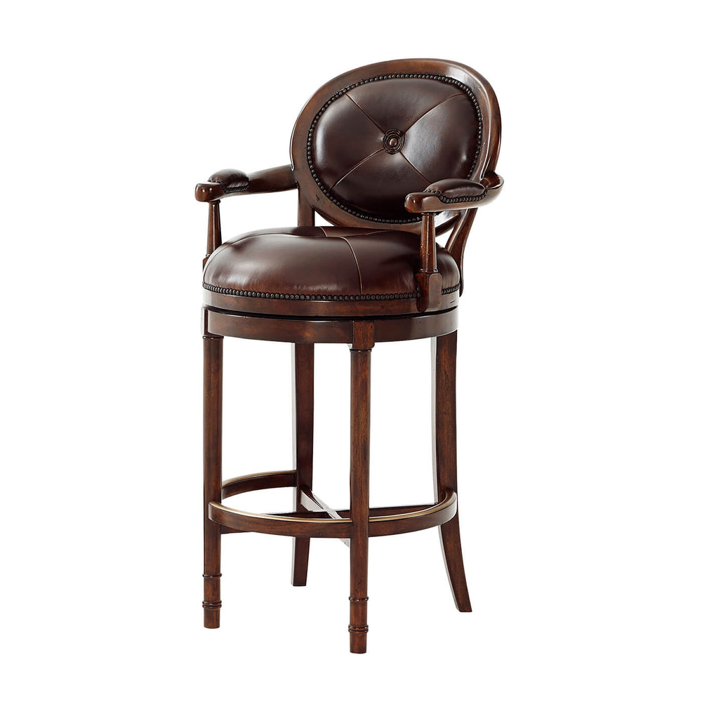 Italian NeoClassic bar stool front view with cushion.