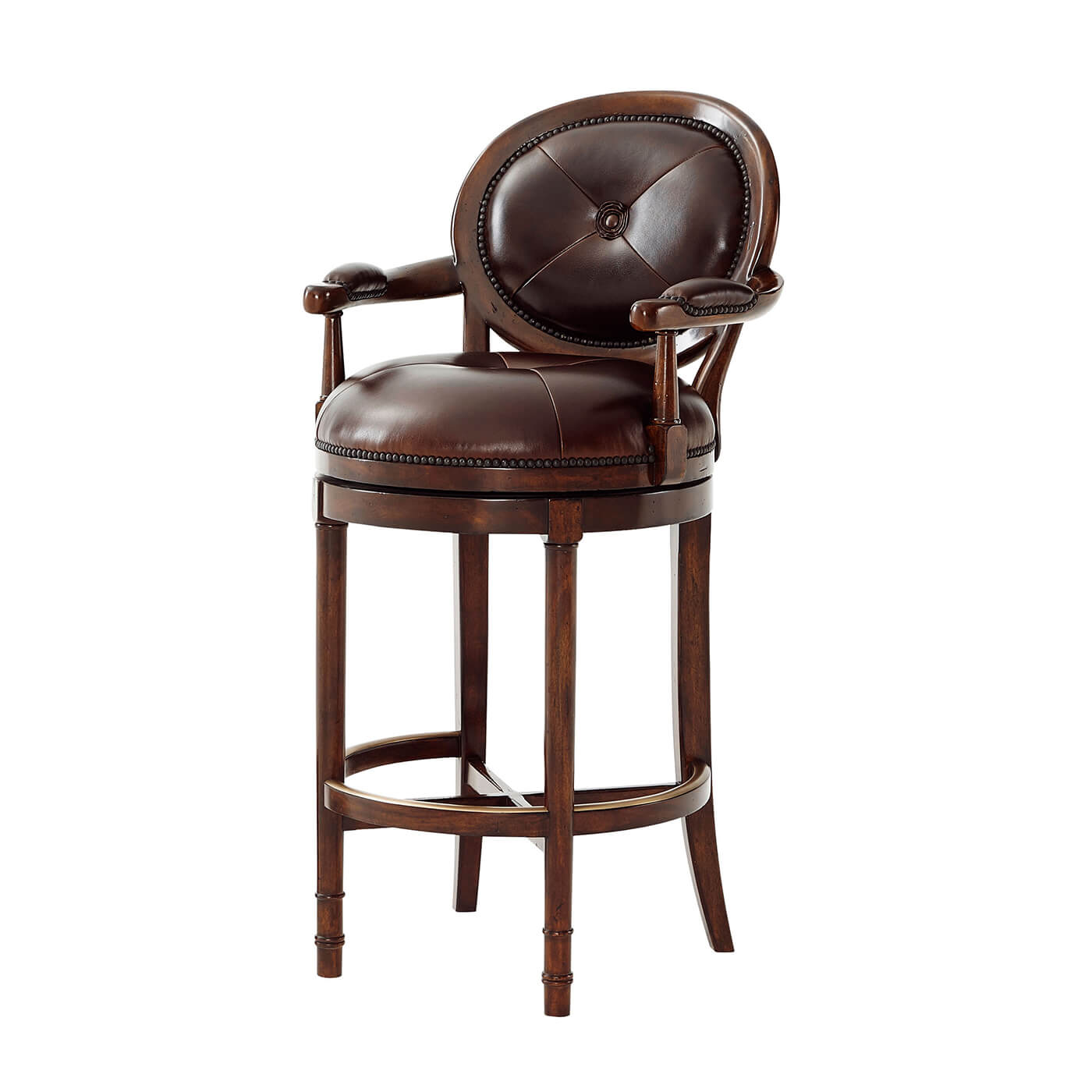 Italian NeoClassic bar stool front view with cushion.