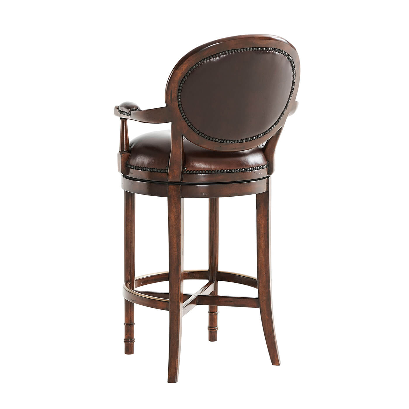 Italian NeoClassic bar stool rear view highlighting backrest.