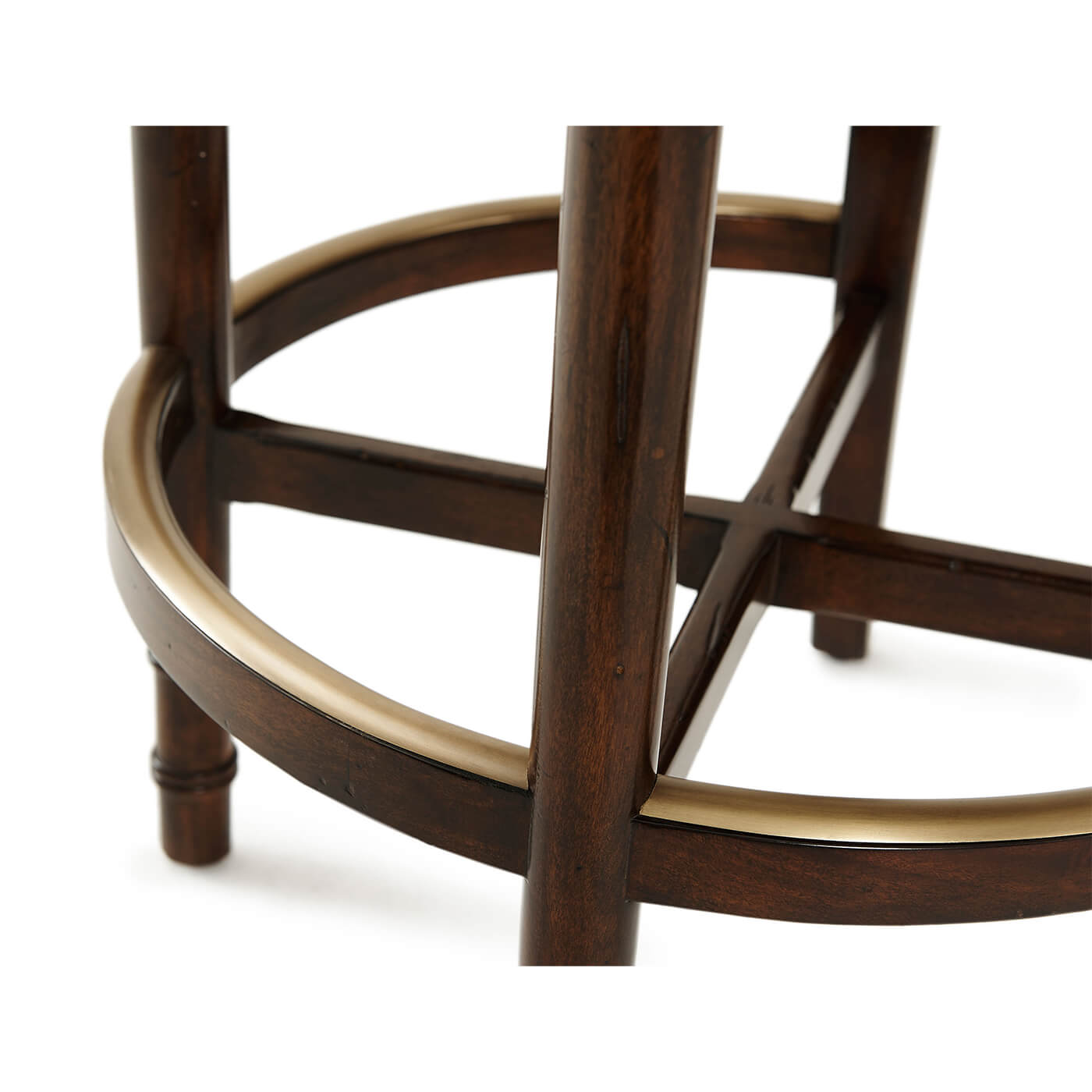 Italian NeoClassic bar stool with circular footrest detail.