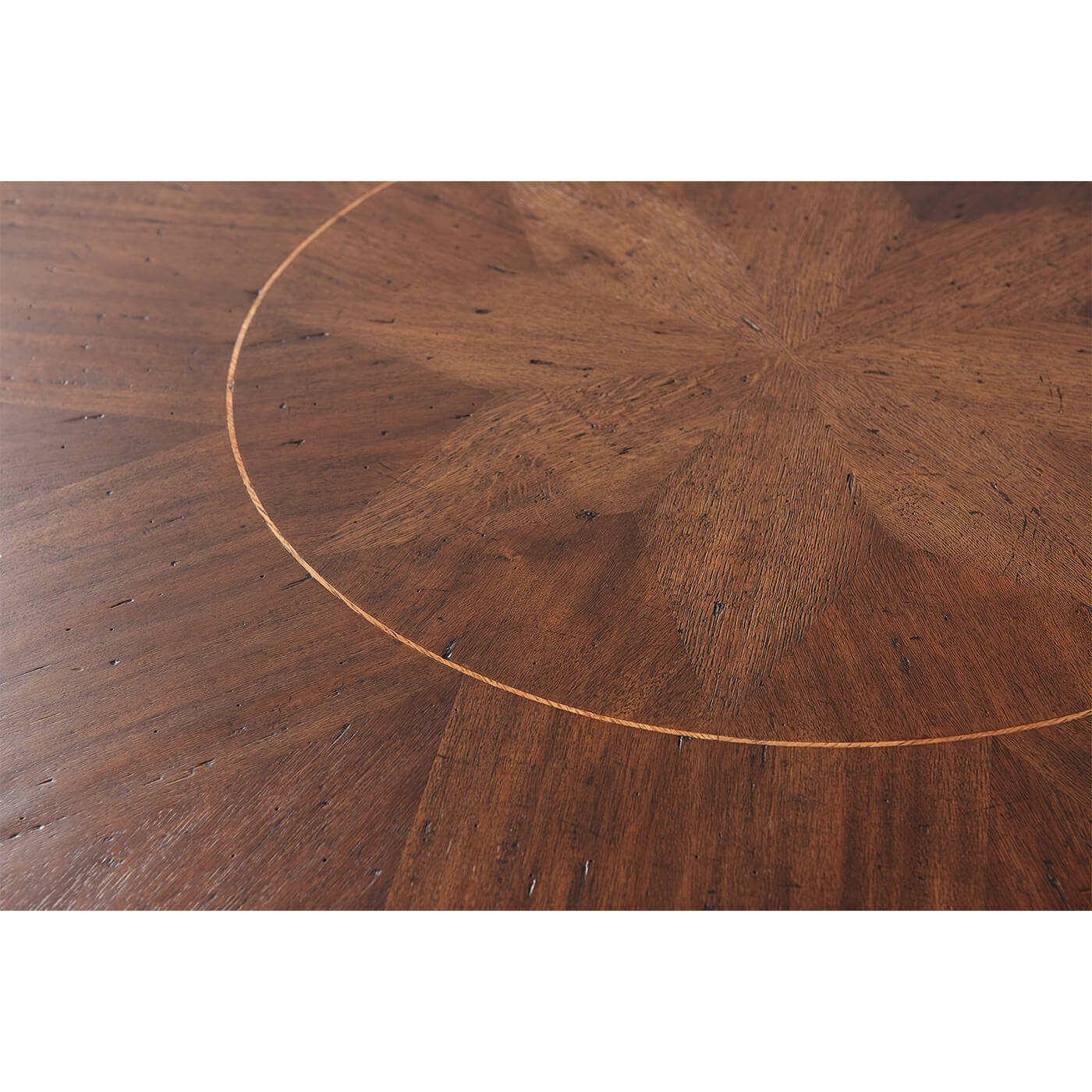 Close-up of Italian Provincial dining table wood grain.