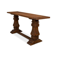 Angled view of Italian console table, craftsmanship visible.
