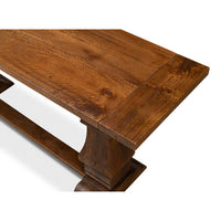 Top perspective of console table, smooth wood finish.