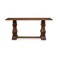 Italian console table front view, wooden design.