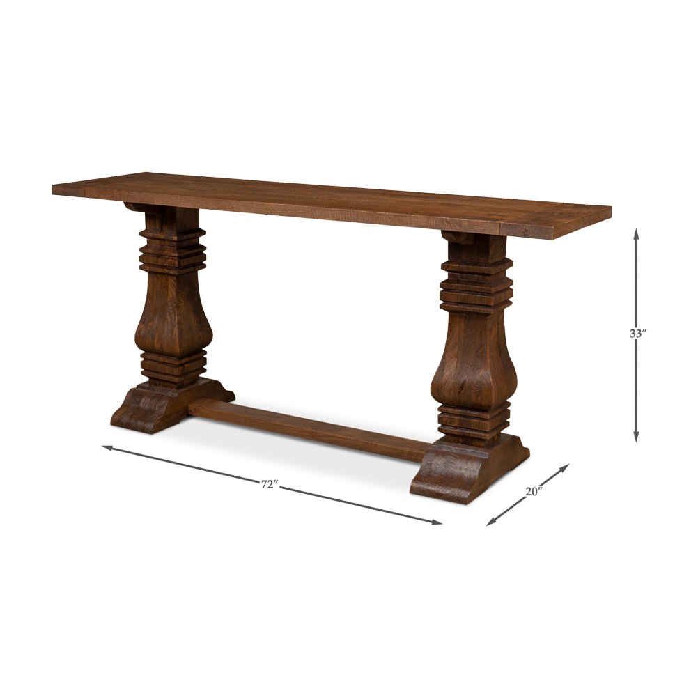 Italian console table dimensions, elegant and functional design.