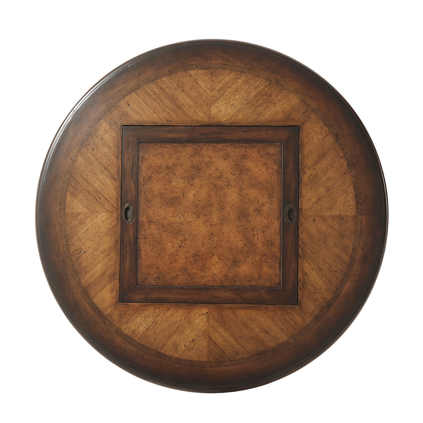 Round wooden game table top view, without insert.