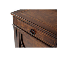 Close-up of drawer detail on Italian sideboard buffet cabinet.