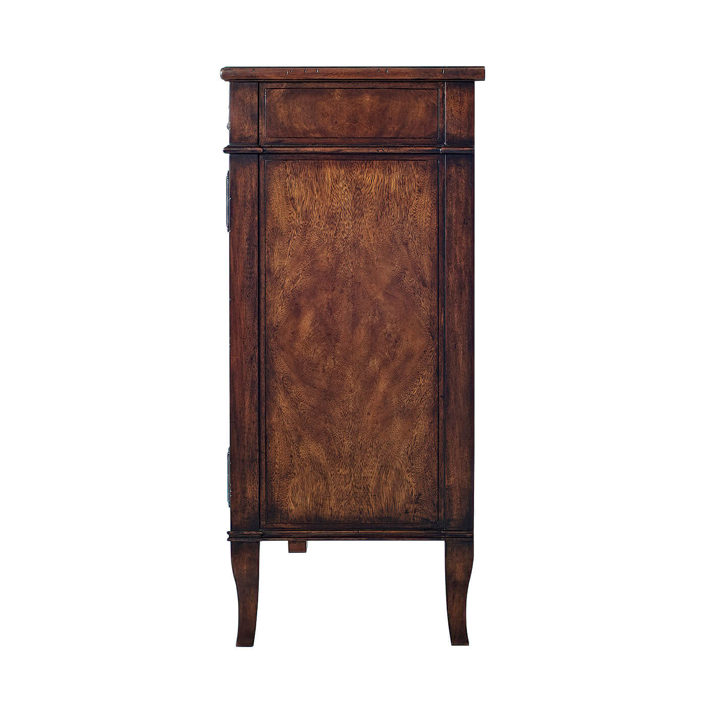 Side profile of Italian sideboard buffet cabinet.