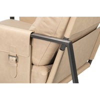 Frame and side detail of ivory leather chair.