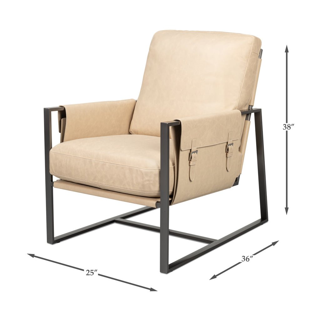 Dimensions of ivory leather accent chair.