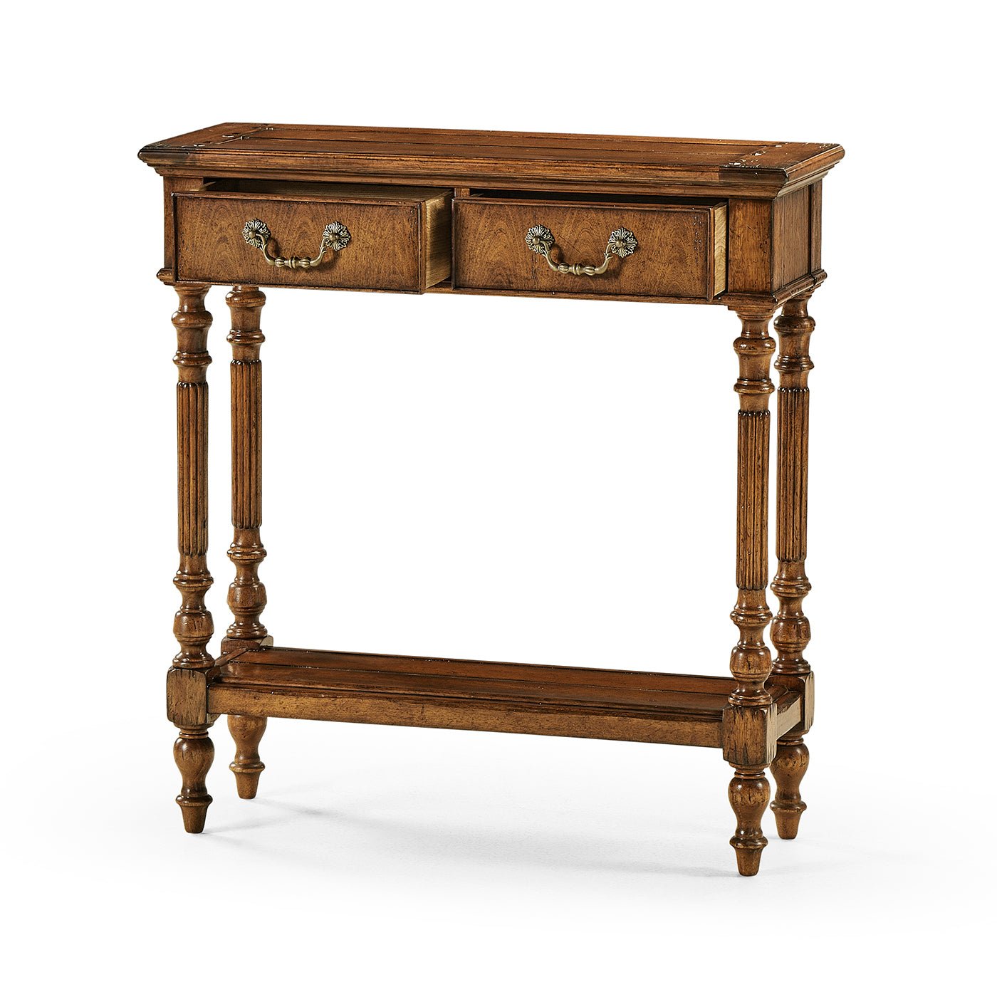 Side angle of Jacobean short narrow console table