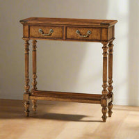 Jacobean short narrow console table room setting