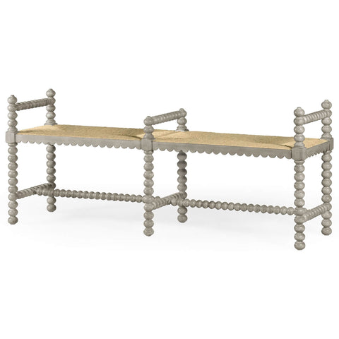 Jacobean Style Grey Painted Bench