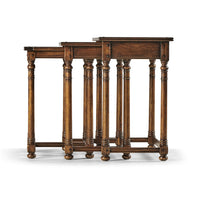Side angle of three Jacobean nesting tables.