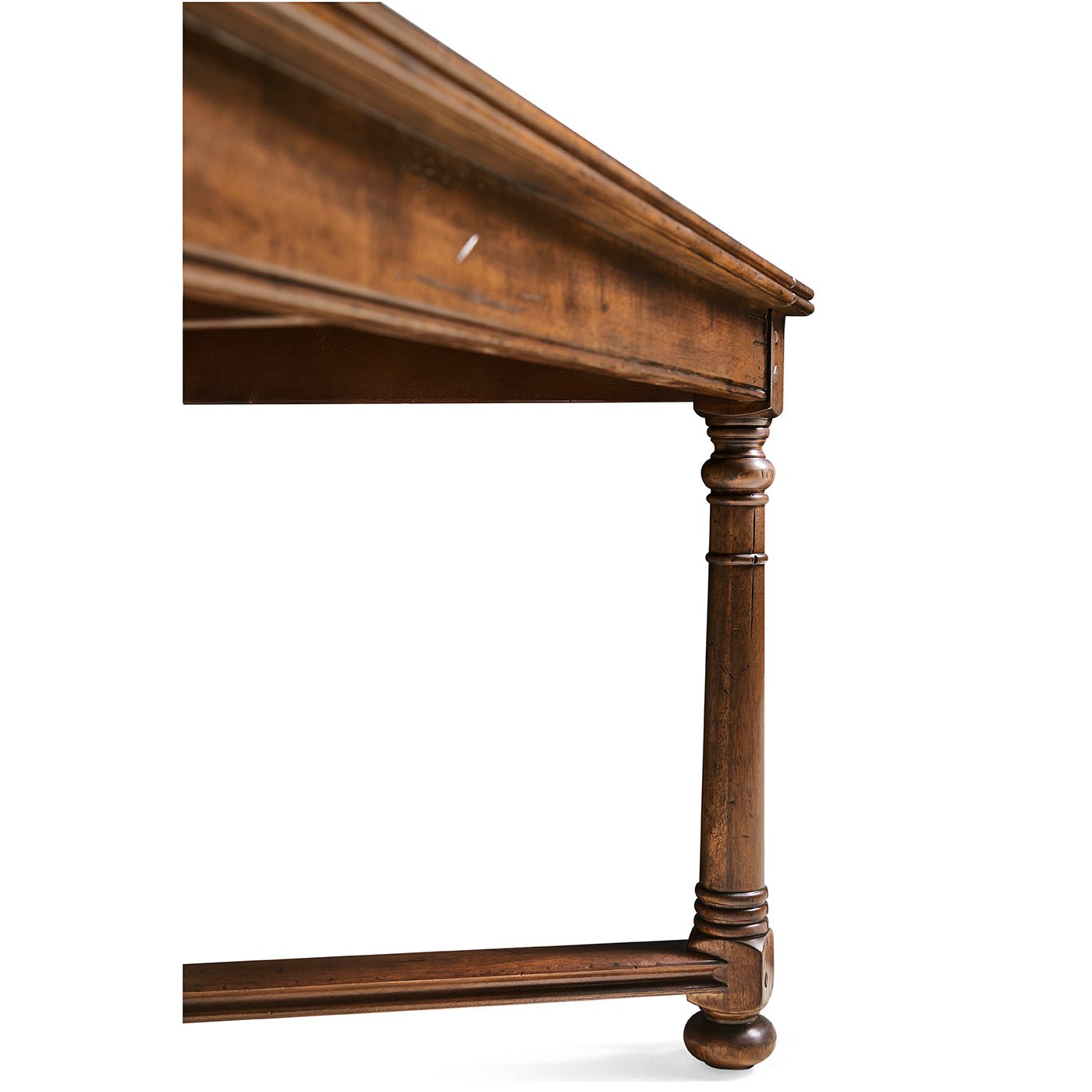 Detailed view of table leg and structure design.