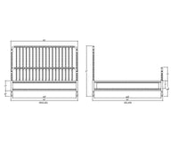 Dimensions diagram for king size spindle bed frame.