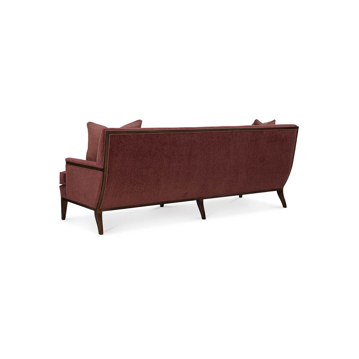Mid-century sofa, back view with sleek design.