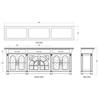 Dimension diagram for Lambeth Vintage Sideboard, multiple views.