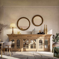 Lambeth Vintage Sideboard styled in dining room with decor.