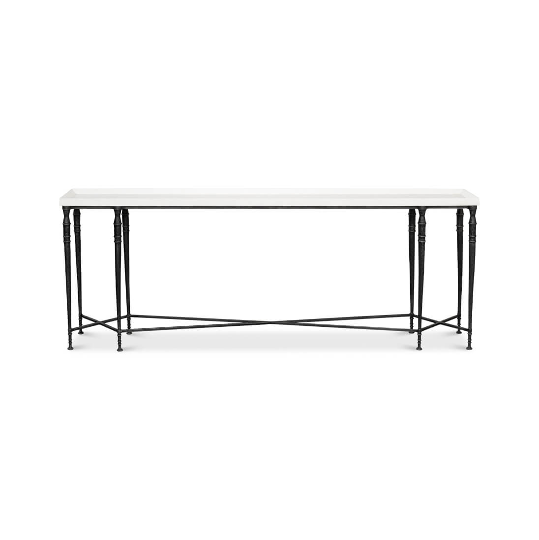 Large Art Deco console table, straight front view.