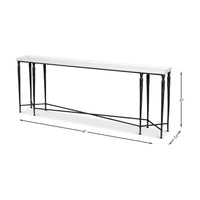 Large Art Deco console table, dimensions with scale line.