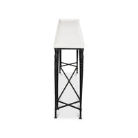 Large Art Deco console table, narrow side view.