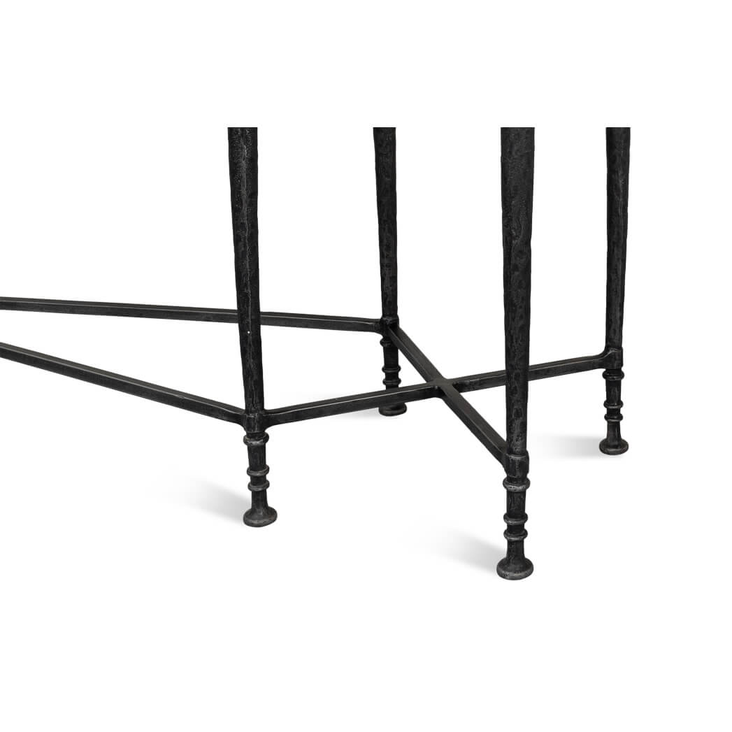 Large Art Deco console table, base and leg detail.