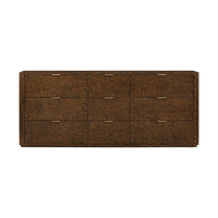 Front view of large Art Deco style dresser, six drawers.