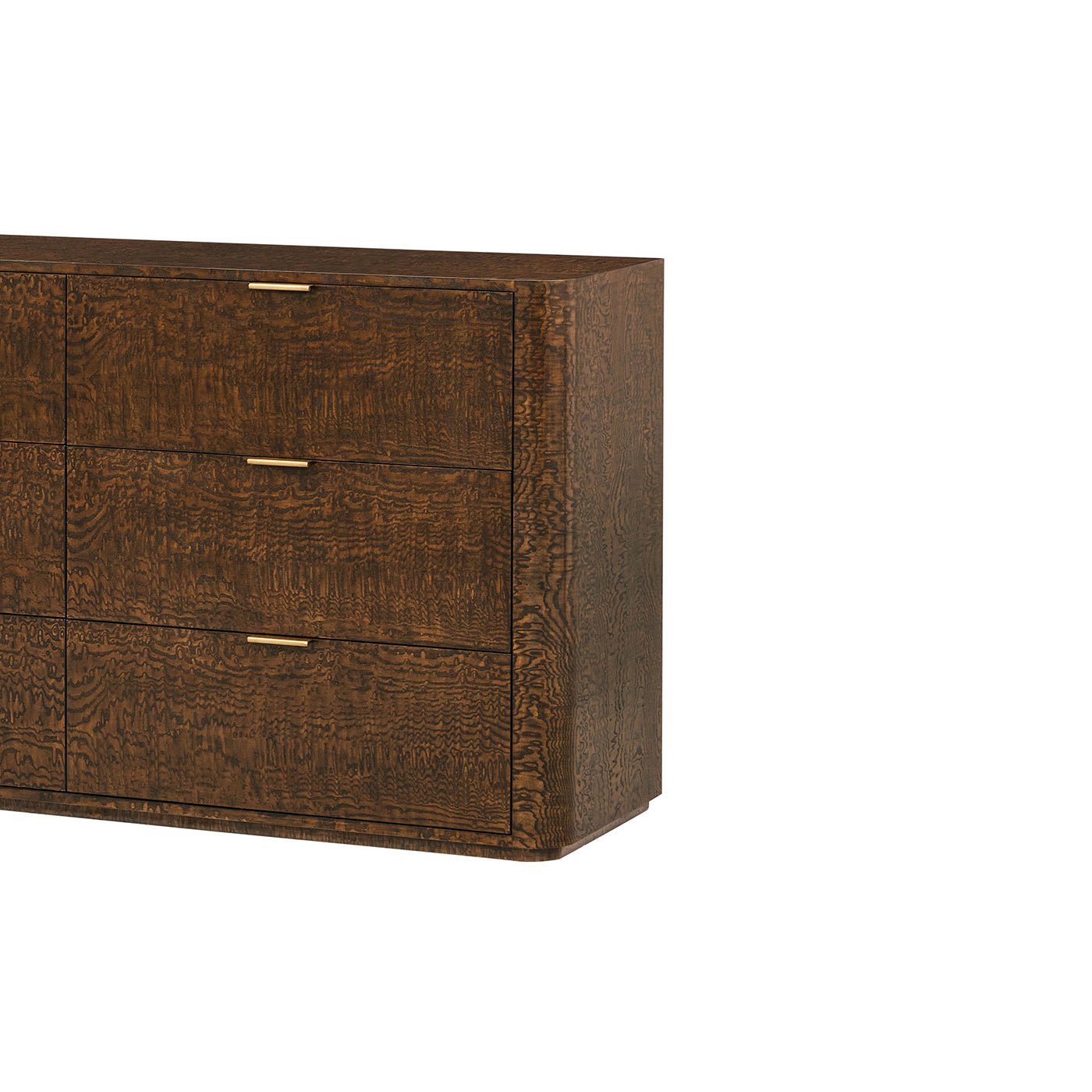 Close-up right side large Art Deco style dresser, drawers.