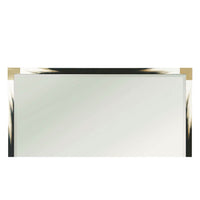 Wide view of large dark modern faux horn mirror.