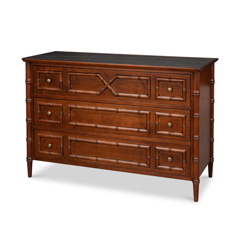 Large Faux Bamboo 3-Drawer Chest