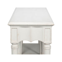 End detail of top and leg design, console table.