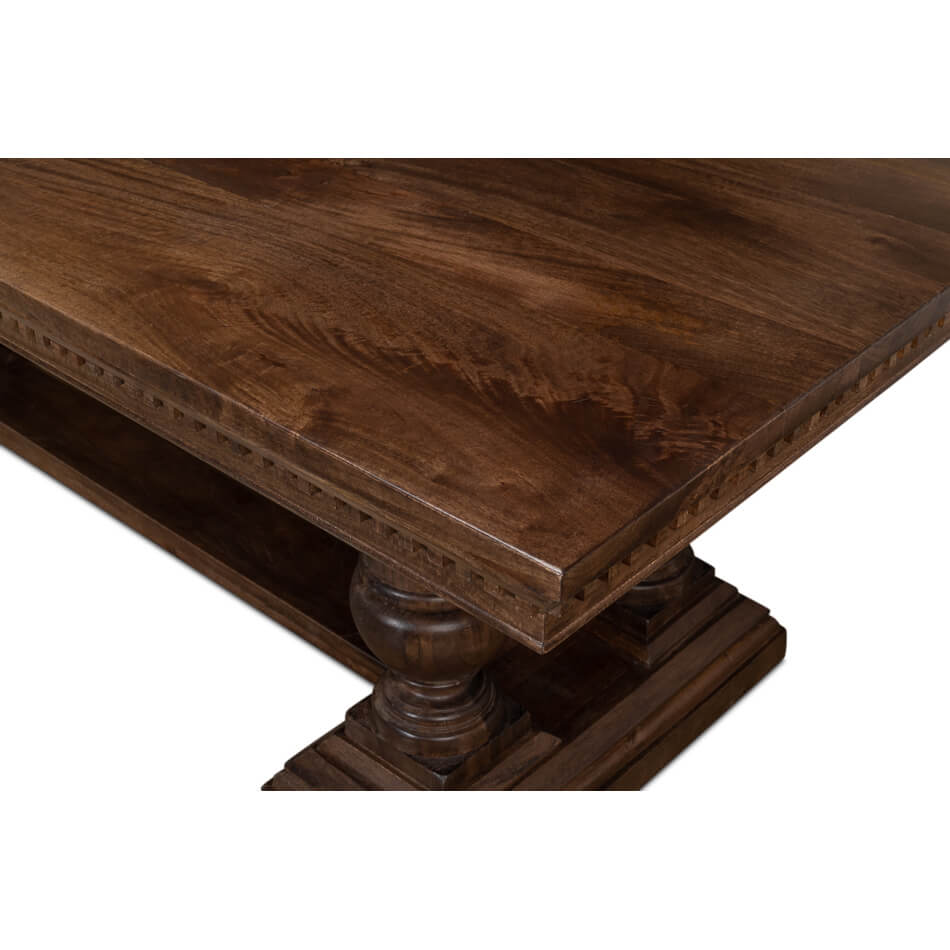 Detailed corner shot, rich wood grain, elegant edges.