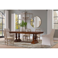Dining table in modern dining room, stylish decor setting.