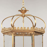 Close-up of lantern top with detailed crown elements.