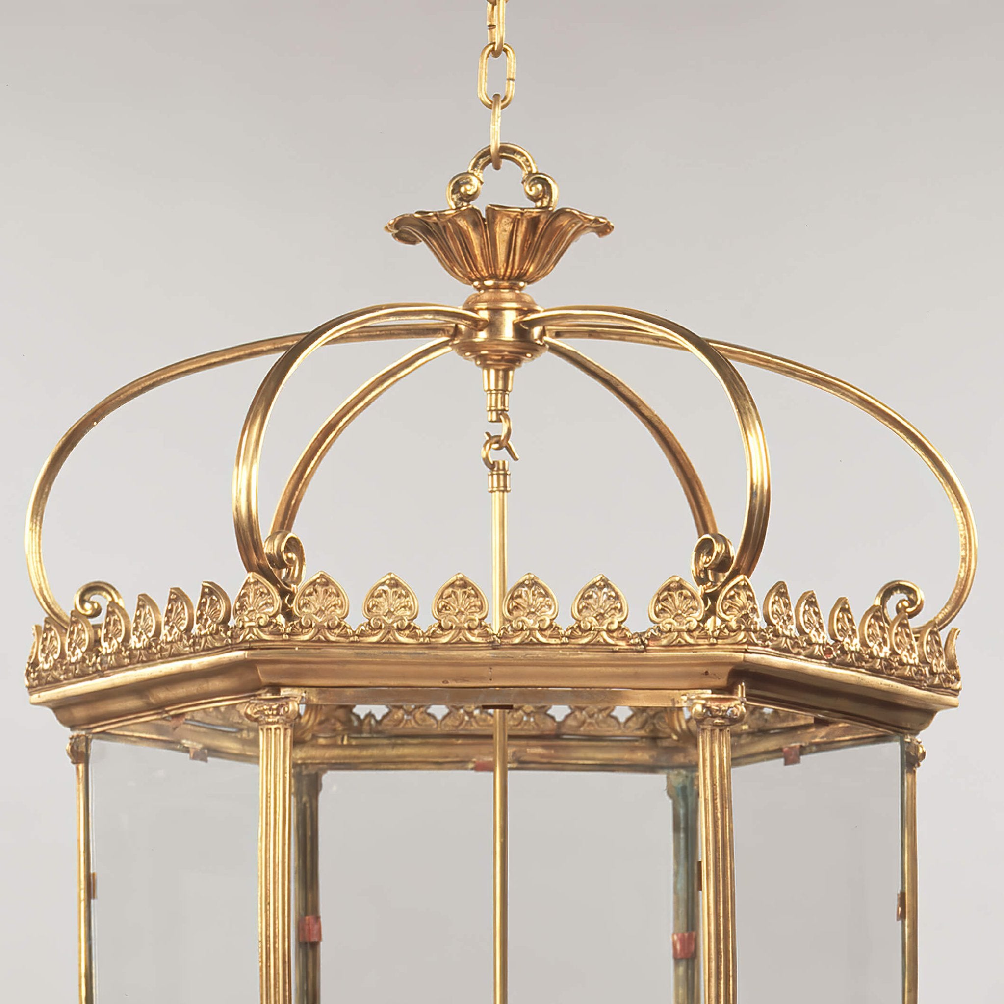 Close-up of lantern top with detailed crown elements.