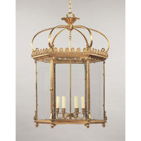 Elegant Georgian hexagonal lantern suspended in light background.