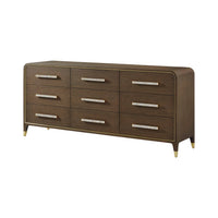 Angled view of large Hollywood Regency dresser.