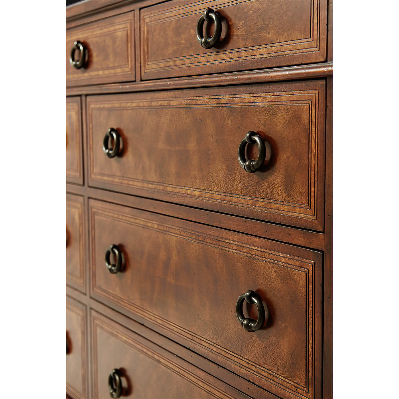 Vertical close-up, Italian chest of drawers, handle detail.
