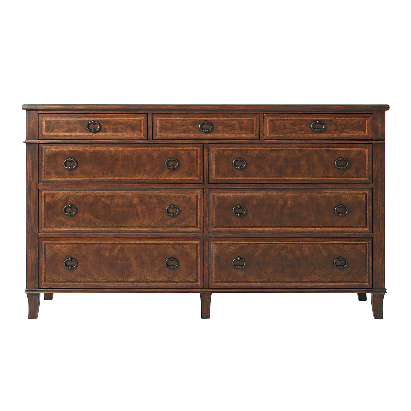 Front view of large Italian chest of drawers.