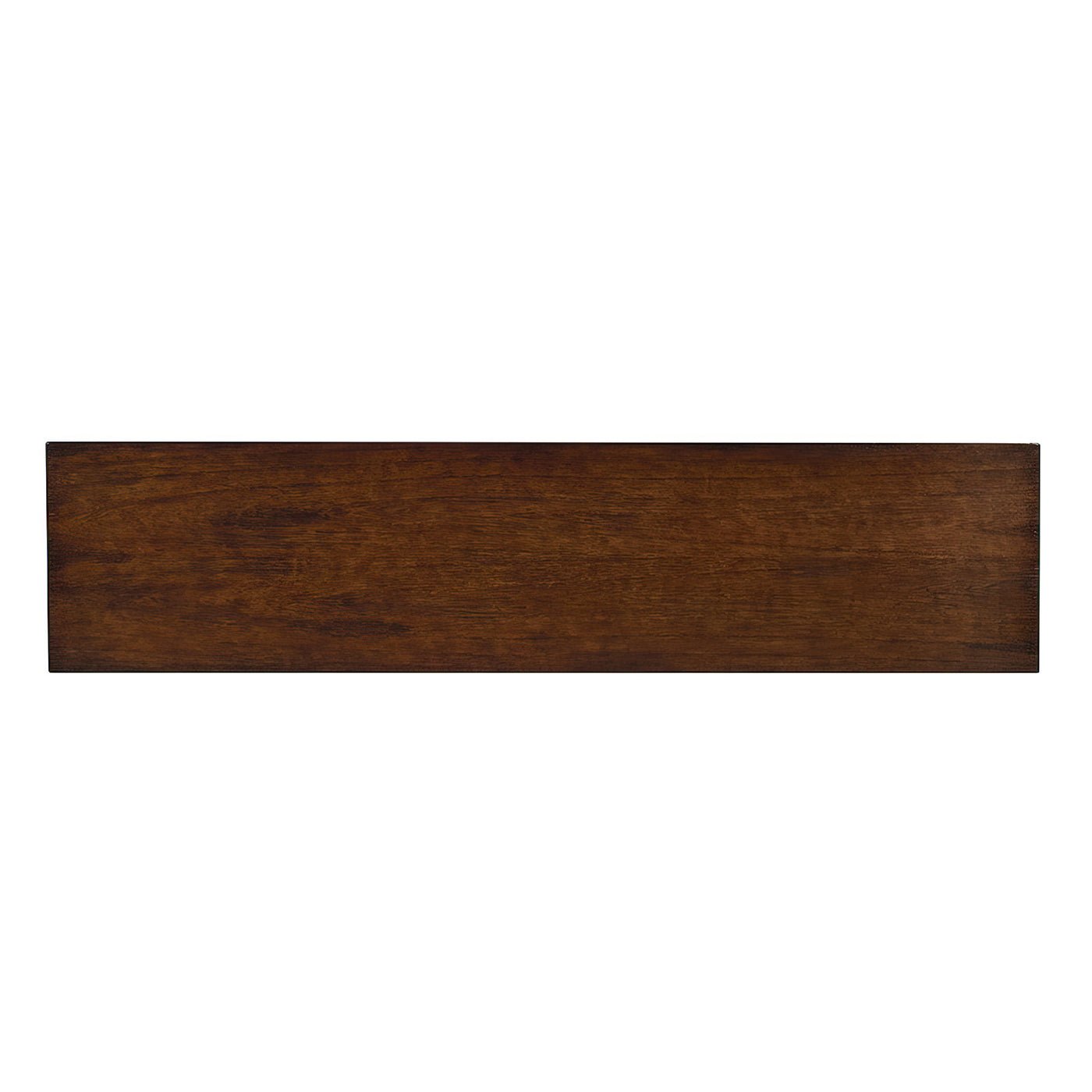 Top view of modern wood console table.