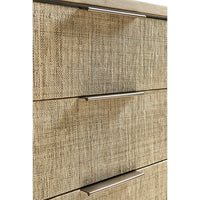 Close-up of three drawers with woven texture.