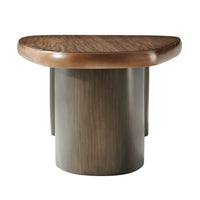 Close-up of cocktail table's leg and top corner.