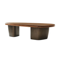 Side view of large organic cocktail table, two legs visible.