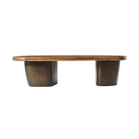 Front view of large organic cocktail table, dual supports.
