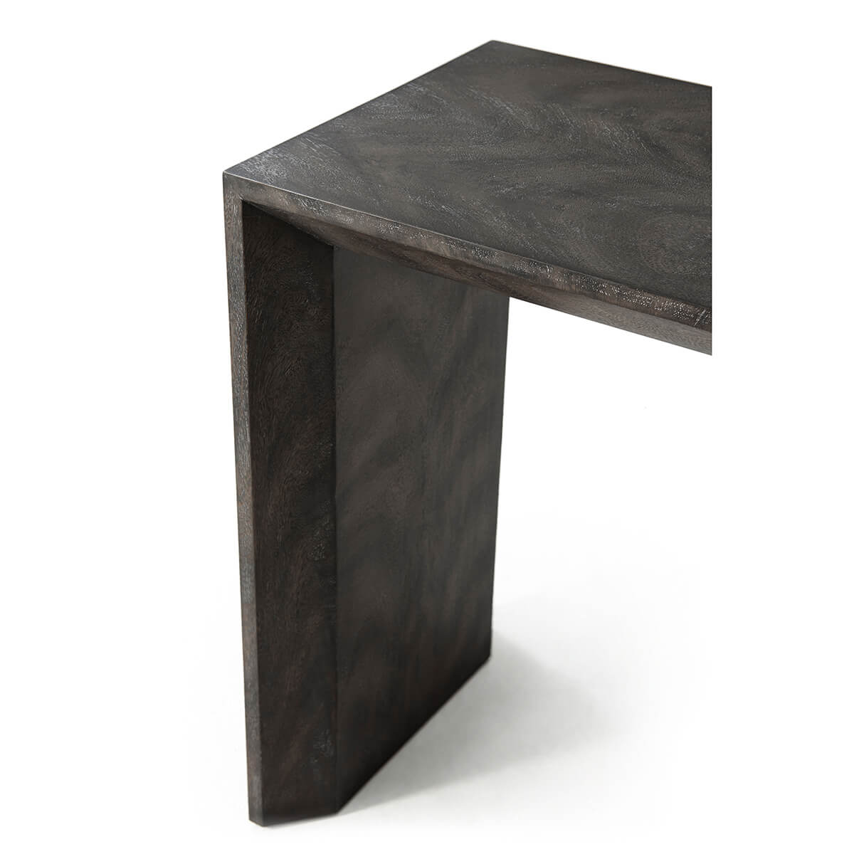 Close-up corner detail, Large Parsons Ember console table.
