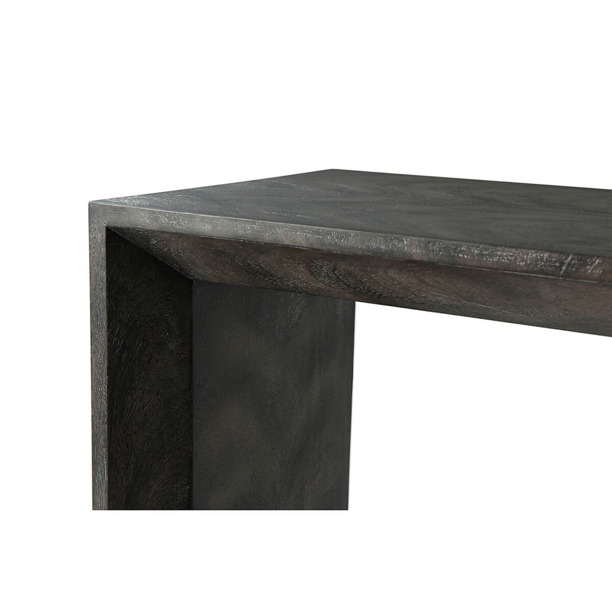 Close-up edge design, Large Parsons Ember console table.