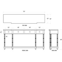Dimensions sketch for Regency style console table.