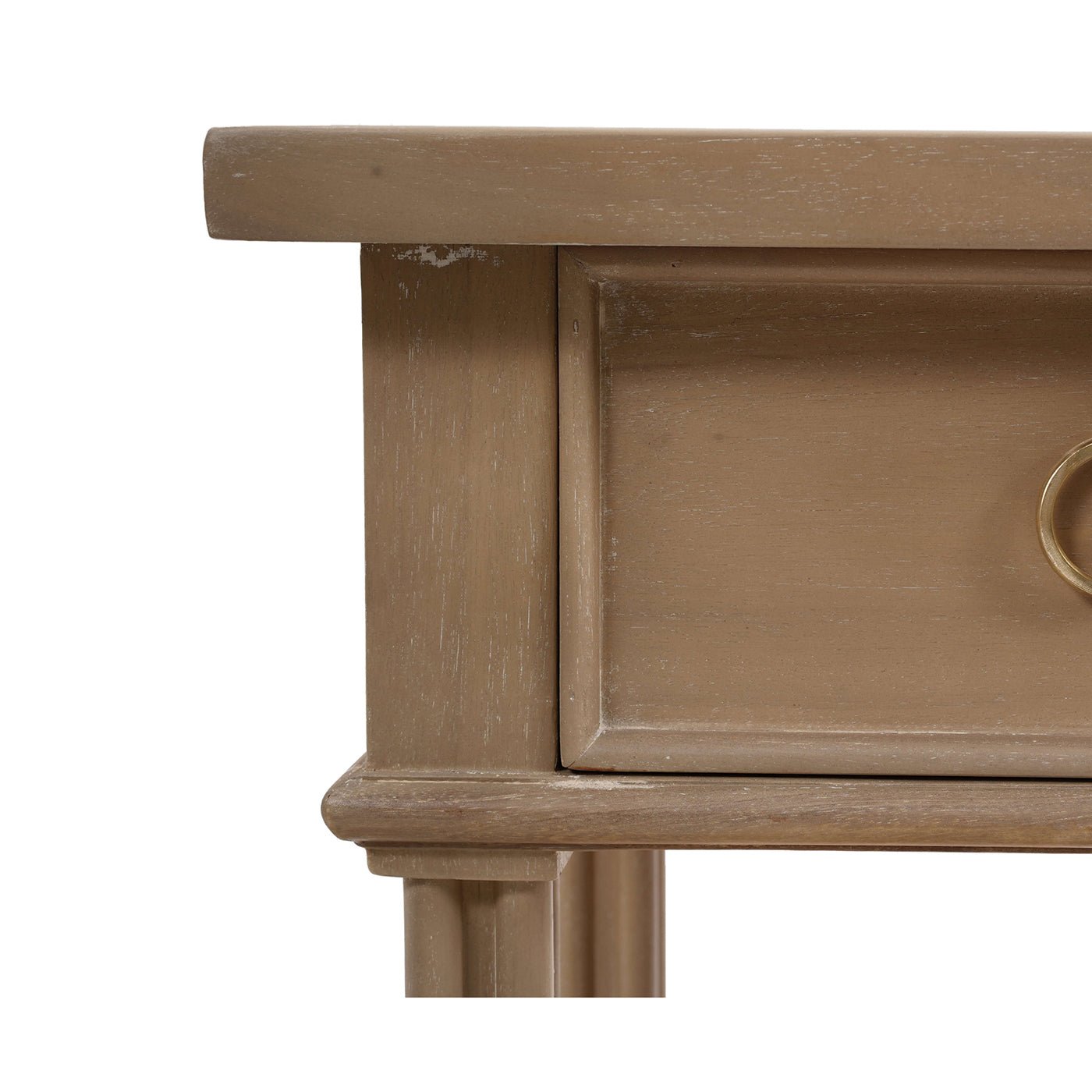 Close-up of drawer corner, Regency style console table.