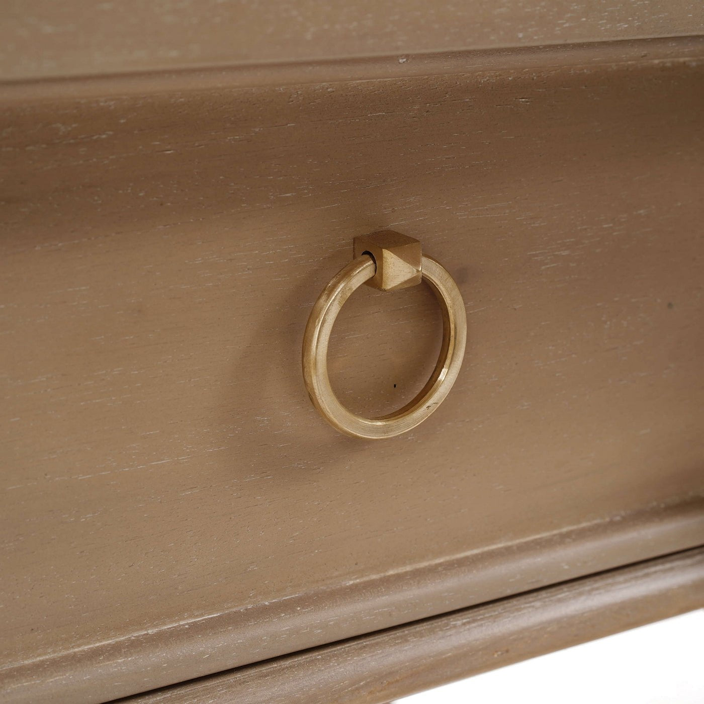 Detailed view of drawer handle, Regency style console table.